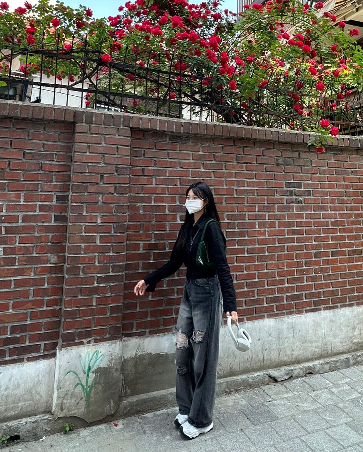 -요약-
장미가 예뻐서 냅다 찍은 담벼락.
헤드셋 그렇게 자랑하고 네컷사진에 두고 나오고 심지어 피어싱해서 집에 갈때는 소중히 들고만 감.
피어싱은 내가 한다고했는데 순이가 갈 곳 찾아주고 리뷰까지 봐줌.
난 또 오 좋아 하면서 감. 
.
.
.
.
#피어싱언니 #가게이름모르지만 #또갈게요 #연남동 #홍대 #카페이름도 #아무것도 #생각안나 #얼레벌레 #패션 #옷잘입고싶어요 #올블랙 #소니 #소니헤드셋 #좋았다 #데이트 #일상 #카페 #카페투어 #네컷사진