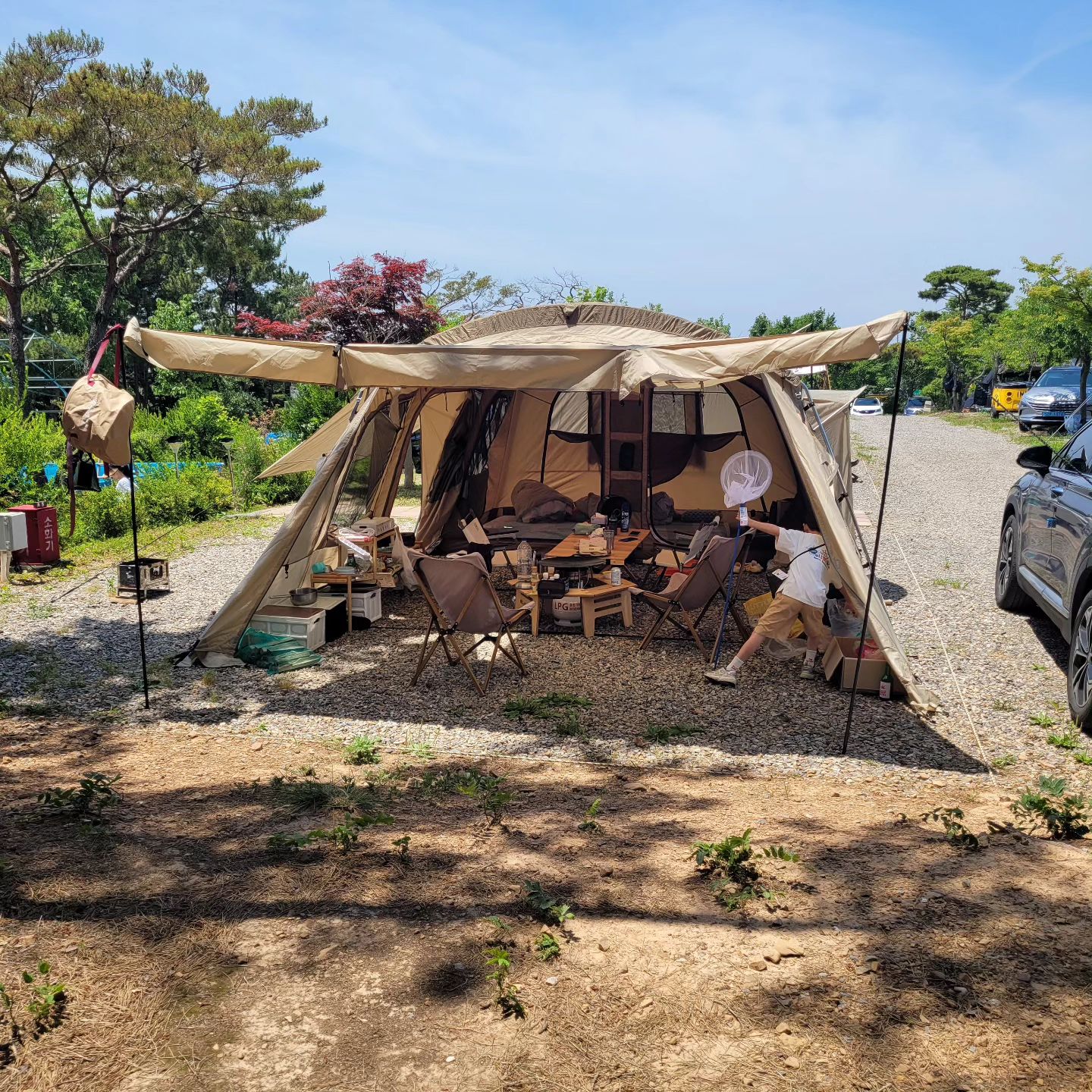 #2박3일캠핑🏕 
우리가족 첫 캠핑을 다녀왔어요😆
마음만 먹고 있다가 질러버렸지뭐예요ㅋㅋㅋ
텐트는 제일 마음에 들었던걸로 사고 장비들은 얻은것과 당근, 집에있는것들로 채우고 캠핑장 예약하고 드디어 다녀왔습니다!!!
처음이라서 빼먹은게 있을까봐 조마조마 가슴졸이고 다녀왔는데 나름 굉장히 성공적이였다능👍
초현실 캠핑이였지만 아이들도 행복해하고 나도 좋았으니 되었다싶어요ㅋㅋㅋ
벌써 다음캠핑이 기다려지는👉👈
#첫캠핑 #대부도 #아라뜰캠핑장 #노스피크퍼시픽오션 #한눈에반함😍 #감성캠핑하고싶은현실캠퍼 #캠린이가족 #다음엔더잘할수있을듯 #자꾸사고싶은게생겨서 #텅장예약 #개미지옥입성