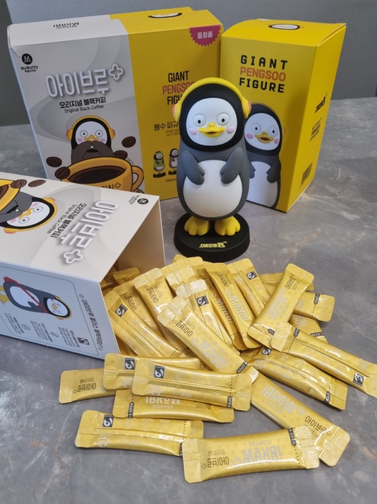 맥널티 아이브루 플러스 블랙커피와 팽수피규어세트