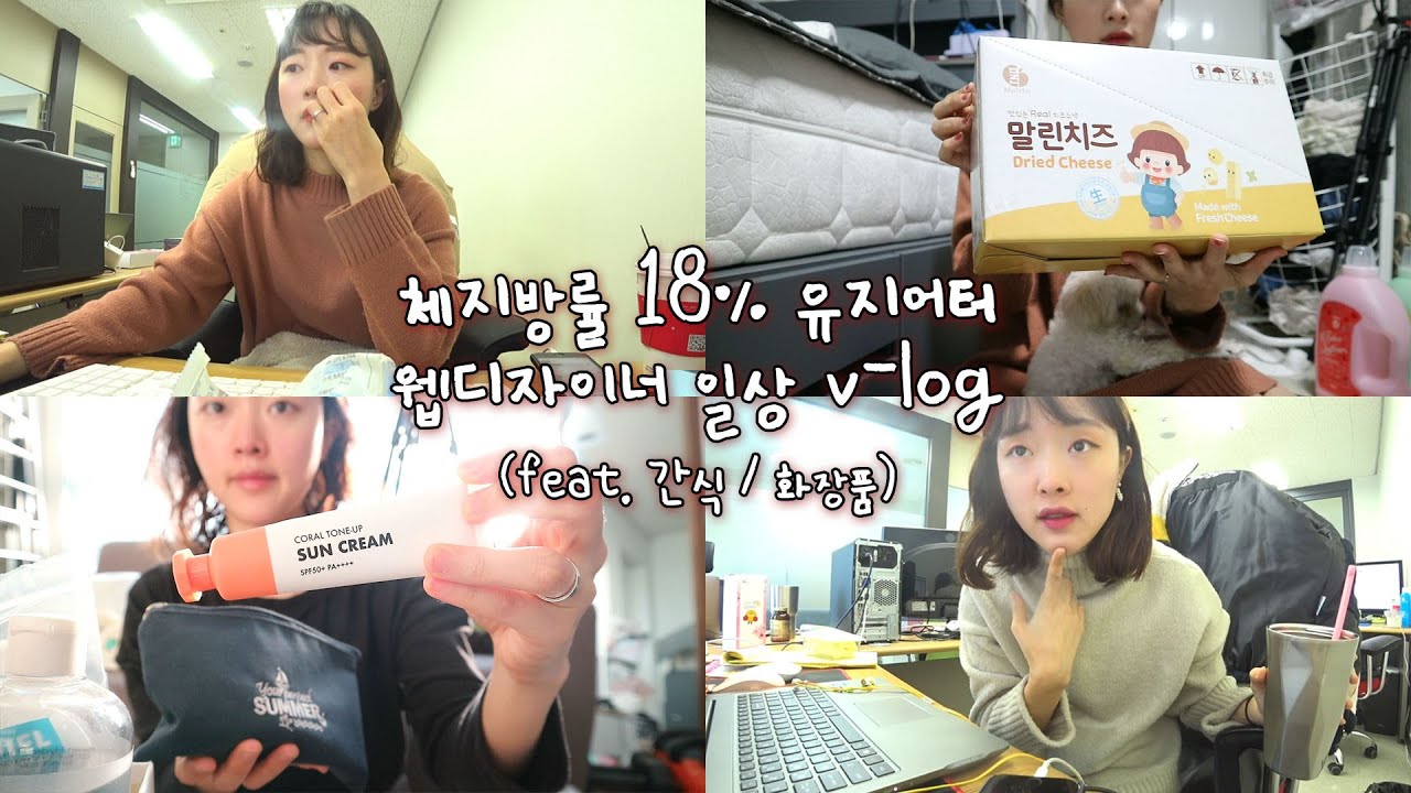[V-LOG/일상브이로그] 체지방률 18% 유지 LCHF간식! (저탄고지 간식) 말린치즈, 건초치즈 / 바쁠때 참존 코랄 톤업 쌩얼 썬크림