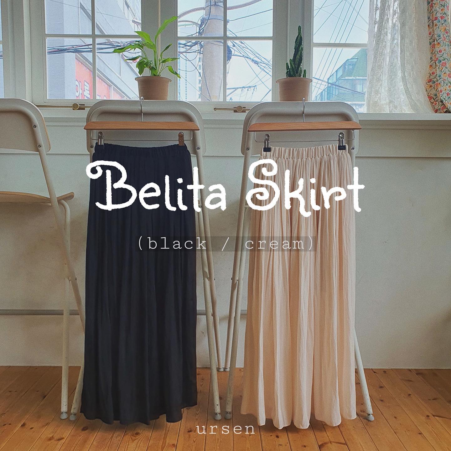 [벨리타 스커트]

•color: cream / black
•size: free

하늘하늘한 롱 스커트입니다🍃
허리 부분이 밴딩으로 되어 있어 편하게 입을 수 있으며,
비침막이 있어 비침 걱정이 없어요 :-)

베이직한 컬러들로 구성되어 있고,
자연스럽게 흩날리는 부드러운 소재라
두고두고 오래 입을 수 있는 스커트랍니다!

무엇보다 계절을 타지 않아요!
봄,여름,가을,겨울 사계절 내내 입을 수 있습니다!!
데일리한 아이템으로 하나쯤 소장하고 있으면
여기저기 활용하기 좋을것 같아요🐱🌷
