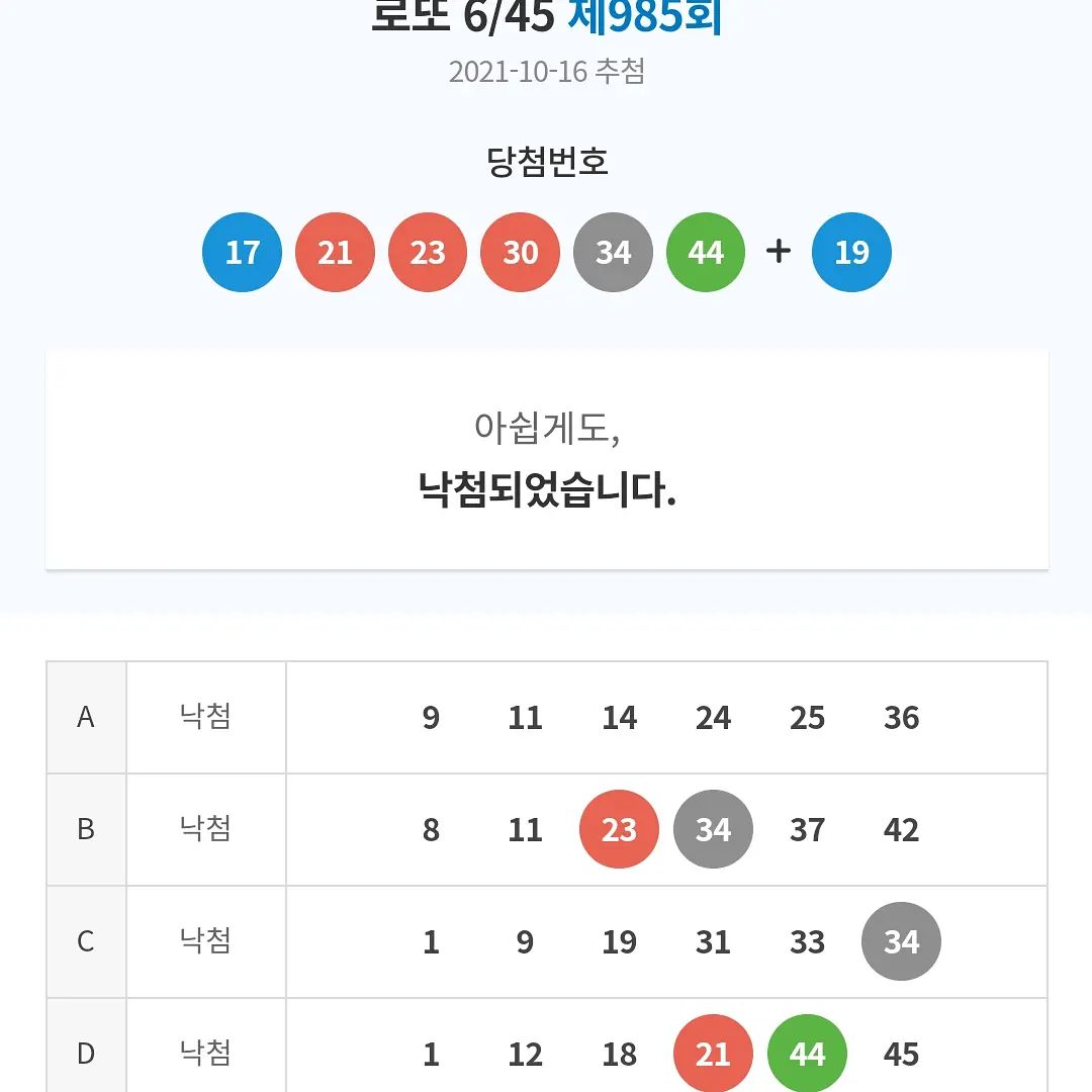 조금 아쉽네~ #로또 #당첨