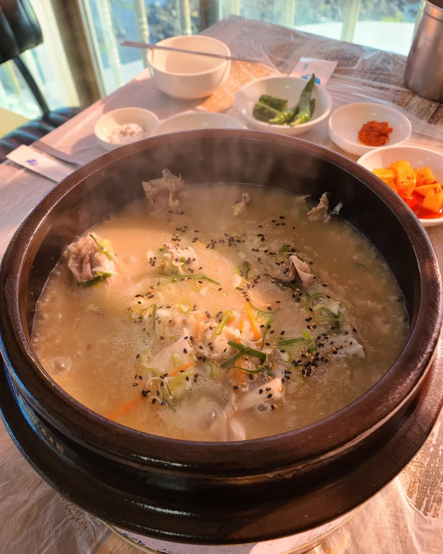 파도 소리에 반하고 경치에 두번 반하는 서귀포 오션뷰 맛집

✅ 검은여닭도가니

'검은여'는 검은 바위 '닭도가니'는 메뉴 이름이다. 여기서 도가니는 우족 도가니탕을 뜻하는게 아니라 도가니(독) 안에 담겨 나온다고 해서 도가니라는 의미다. ㅎㅎ 서귀포 바다의 오션뷰를 제대로 즐기고 싶다면 무조건 여기❗ 음식 다 먹고 파도 소리 들으며 힐링하기에도 안성맞춤 장소다. 

반찬 세팅이 끝나고 얼마뒤 메인 등장 ☺ 걸죽하게 나온 백숙을 보고 완전 놀람. 4명이 먹을 수도 있는 어마어마한 양이 나왔다.
먹는 순간 담백함과 구수함이 입안에 사르르 퍼지는게 딱 건강해지는 맛이다. 양이 너무 많아서 2명이서 다 먹을 수 있을까 🤔 하는 걱정이 무색할 정도로 우걱우걱 계속 먹으니 다 먹음 🤣 어머니가 제일 좋아하셨다.

📢 꿀Tip
30분전 미리 전화로 예약 후 방문하게 되면 음식을 기다리는 시간을 많이 줄일 수 있다‼️

📮 주소 : 제주특별자치도 서귀포시 토평동
⏰ 이용시간 : 월~일 11:00 ~ 21:00 (정기휴무 화요일)
☎️ 전화 : 064-733-3030

🍽 한방도가니 55,000

#검은여닭도가니 #서귀포백숙 #제주도백숙 #제주도맛집추천 #정군_제주도맛집 #서귀포시맛집 #서귀포핫플 #서귀포바다 #제주도여행 #제주여행코스 #제주스타그램 #제주도맛집추천