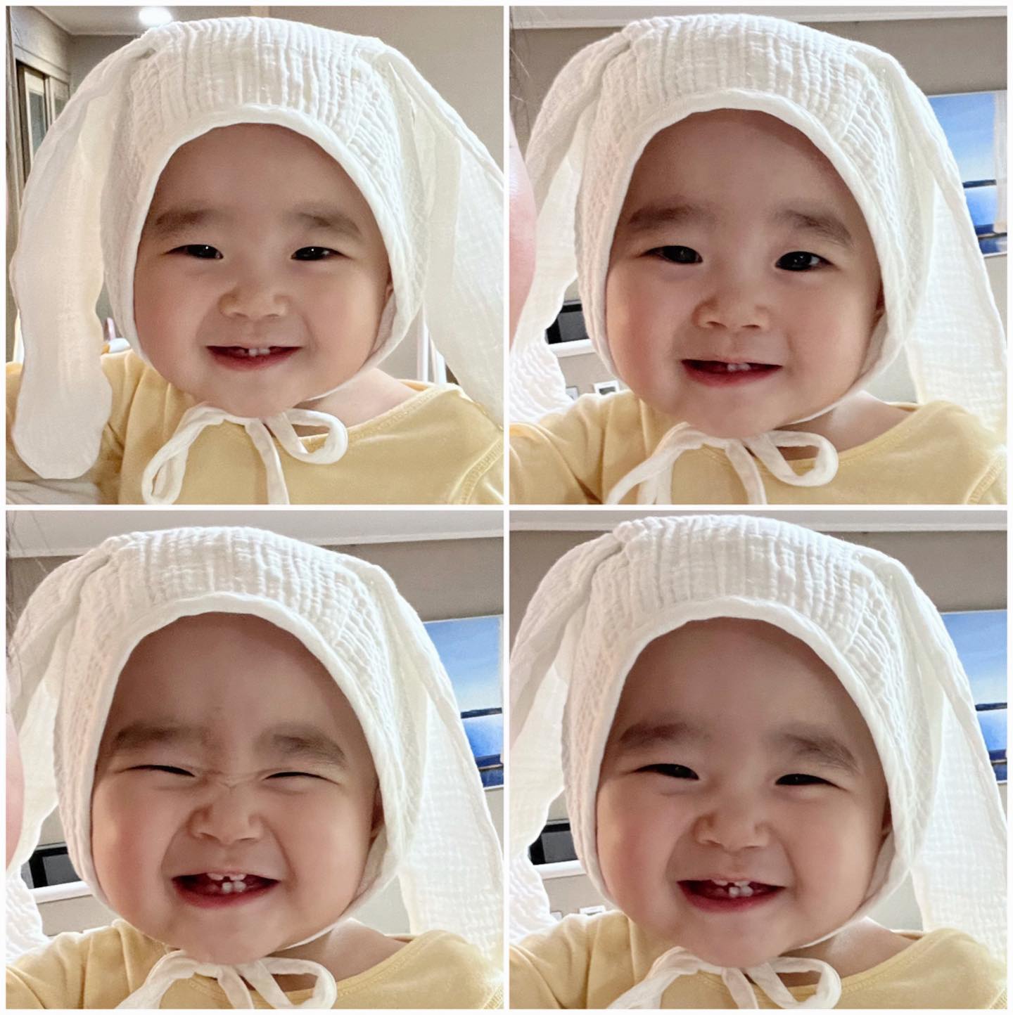 토끼보넷 쓴 울집 토끼🐰💖
택배오자마자 잠깐 씌웠는데 
너무 귀여워서....🥲 
엄마아빠이모들심장아팠음🧸 #귀여워쥬금 
요즘 이앓이때문에 새벽마다 힘들지만 사랑해 내새꾸❤️

#아기셀카 #아기일상 #딸맘 #애교쟁이 #육아중 #육아일기 
#나의이서💕 #도치맘 #베이비스타그램 #10개월아기