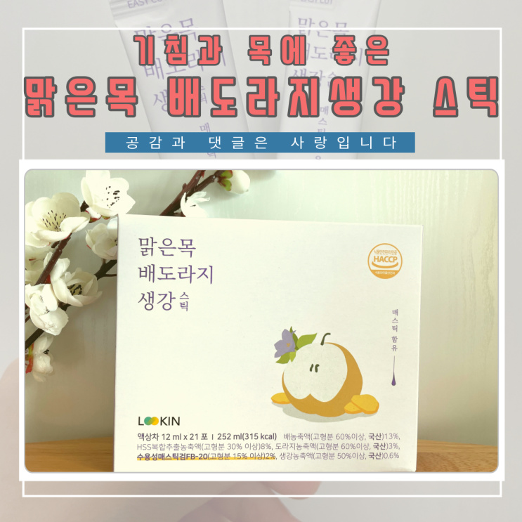 기침에 좋은 맑은목 배도라지생강 스틱