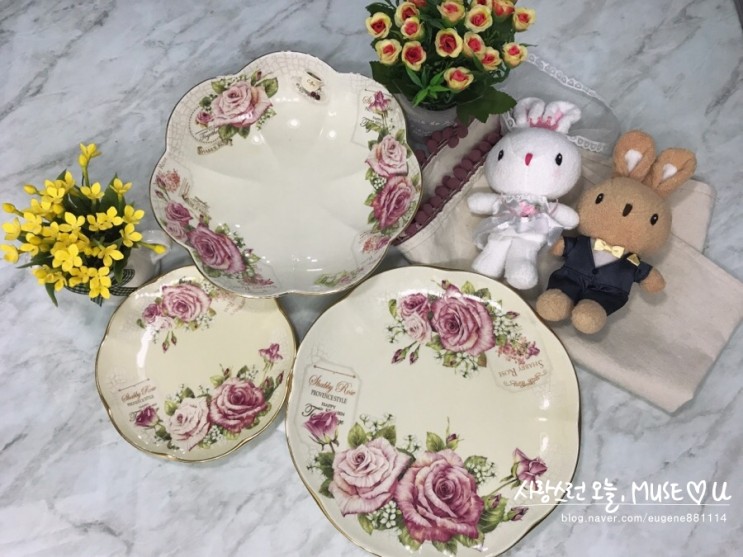 남대문 대도상가 그릇도매상가 신부코너 ::: 쉐비로즈 그릇&접시 구매 ♪