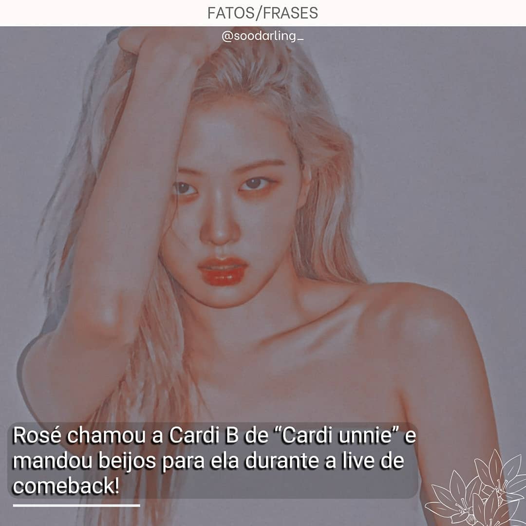 .
— ♡⊹˚ A Rosé é tão preciosa🤧ʚĭɞ
⌗ interação no final! 

 : : gostou desse post? 
 ꒰ ◡̈ Siga soodarling_ para mais como esse ⚘
 
⚠ não permito que resposte! 
  se você se inspirar dê os créditos!

— 🌷˚꒰ 𝒕𝒂𝒈𝒔 
#kpop #blackpink #frasesinspiradoras #frases #rose #fatos #kpopfatos #explorar #desflopforfcs