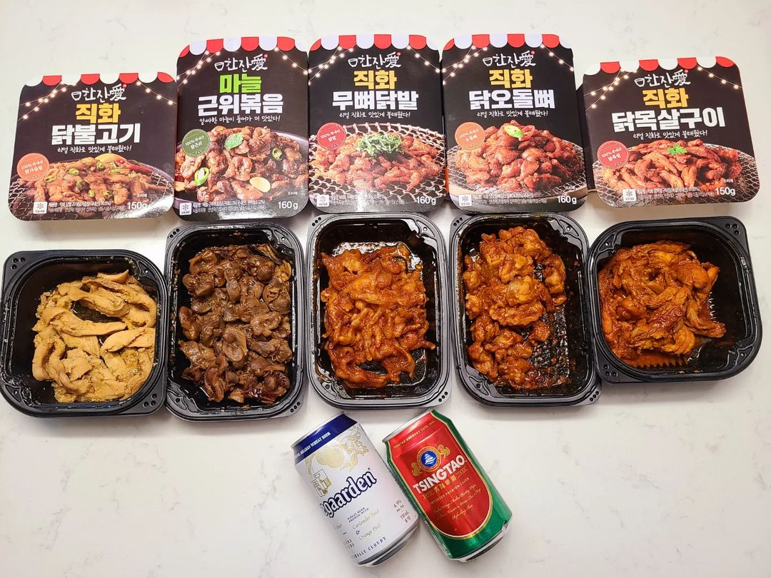 루비맘(방돈인친5기) on Instagram: “#협찬 #한잔애 . 지난 주말 언니오빠들과 홈술!! . 직화 무뼈닭발은 불맛 가득 매콤한 소스의 무뼈닭발! 소주안주로 최고지요. 마늘 근위볶음은 쫄깃한 닭근