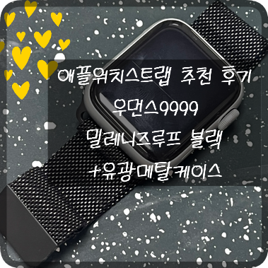 애플워치스트랩 메탈 밀레니즈루프 블랙 우먼스9999 + 유광메탈케이스