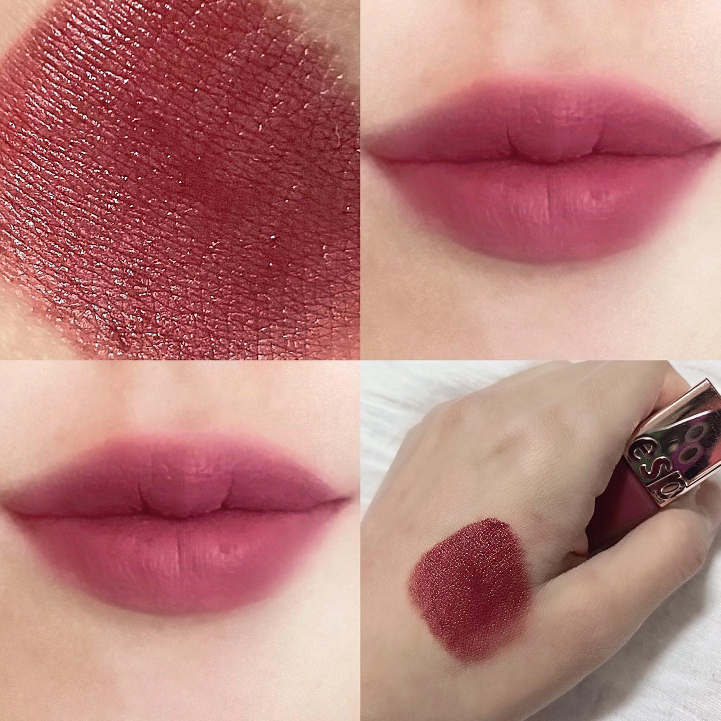 [에스쁘아 espoir] 

#꾸뛰르립틴트벨벳 #카민모브 

에스쁘아 립 틴트는 고윤정님 화보 딱 보자마자 너무 예뻐서 구매했다...

➰질감은 벨벳이라 그런 지 바를 땐 부드럽게 발리면서 보송보송하게 마무리 되는 느낌! 

➰색상은 리얼 쿨톤 립! 쿨톤 중에서도 겨쿨쪽,,,
손 등에 발랐을 땐 약간 MLBB색에 살짝 핑크끼 도는 짙은 색? 

But__실제 입술에 바르면 생각보다 짙은 색은 아님,, 확실히 핑크색이 돋보임,,살짝 톤 다운 된 핑크??

➰데일리용으로 쓰기 좋음! 무난무난

➰흰끼 살짝 도는 느낌

➰지속력은 쏘쏘,,,나름 괜찮은 것 같음

➰마스크 좀 묻어남. 신경 쓸 정도는 아님

➰립 브러쉬 빼기가 조금 사나워요,,,처음에 바로 안빠져서 당황