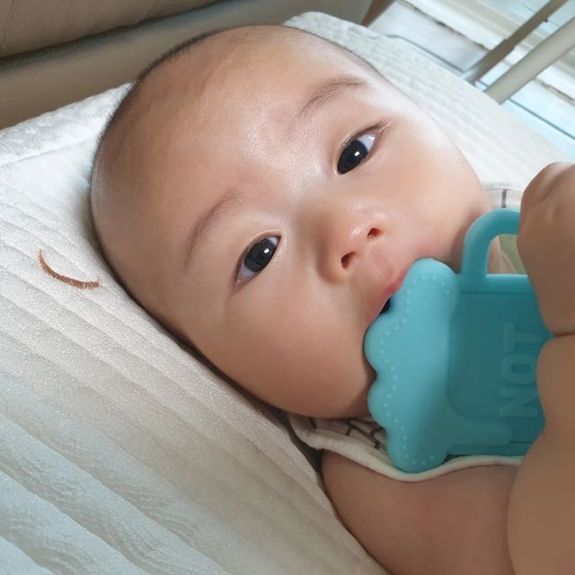울산맛집뿌수기 on Instagram: "#제품제공 손빨기가 시작되는 3개월부터 사용하기 좋은 치발기로 엄마도 마시지못하는 시원한 맥주 치발기ㅎ 아이디어 너무 좋아서ㅎ 사진찍어주기도 좋네ㅎ