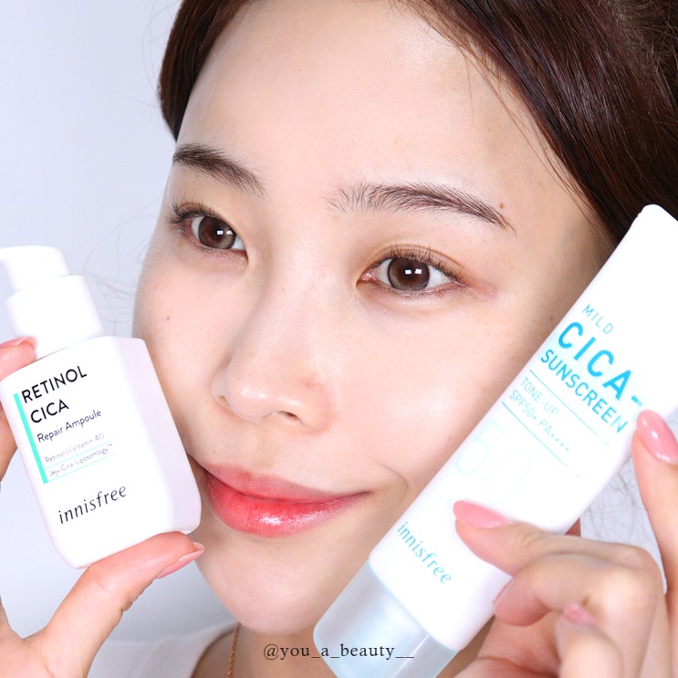 이니스프리 추천템! 트러블진정 레티놀앰플 + 무기자차 수분선크림