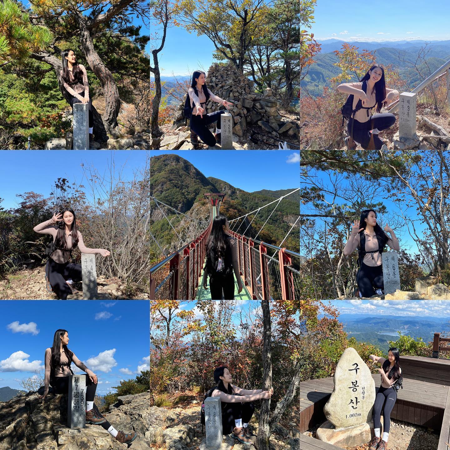 ⛰구봉산 1002m 정복 후기🐿
1-9봉까지 오르락내리락 총5시간,,
경치가 너무 좋아서 예쁘다예쁘다만 100번한듯,, 여긴 넘예뻐서 또가고싶움!!
1. 1-9봉 정복사진 8-9봉사이 죽을맛,,
2. 하산후 닭볶음탕 죠지기!!꿀맛
3. 구름다리 존예
4. 끝이없는 계단ㅋㅅㅋ
5. 세상편하게 등산하는 멍뭉이
6. 눈에실컷담고 사진에도담아온 경치
7. 날다람쥐답게 도토리좀 주워봄🐿

#구봉산 #등산그램 #등산스타그램