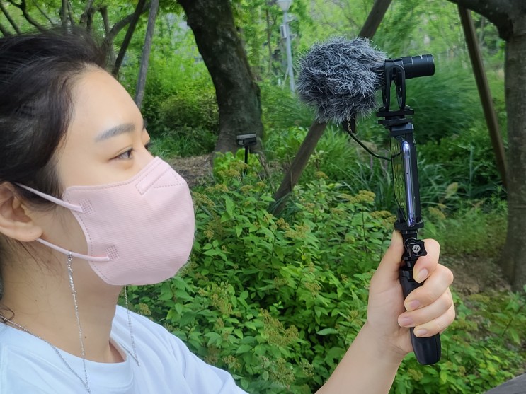 스마트폰용 디지털 아날로그 샷건마이크 세븐림스 브이로그마이크로 사용