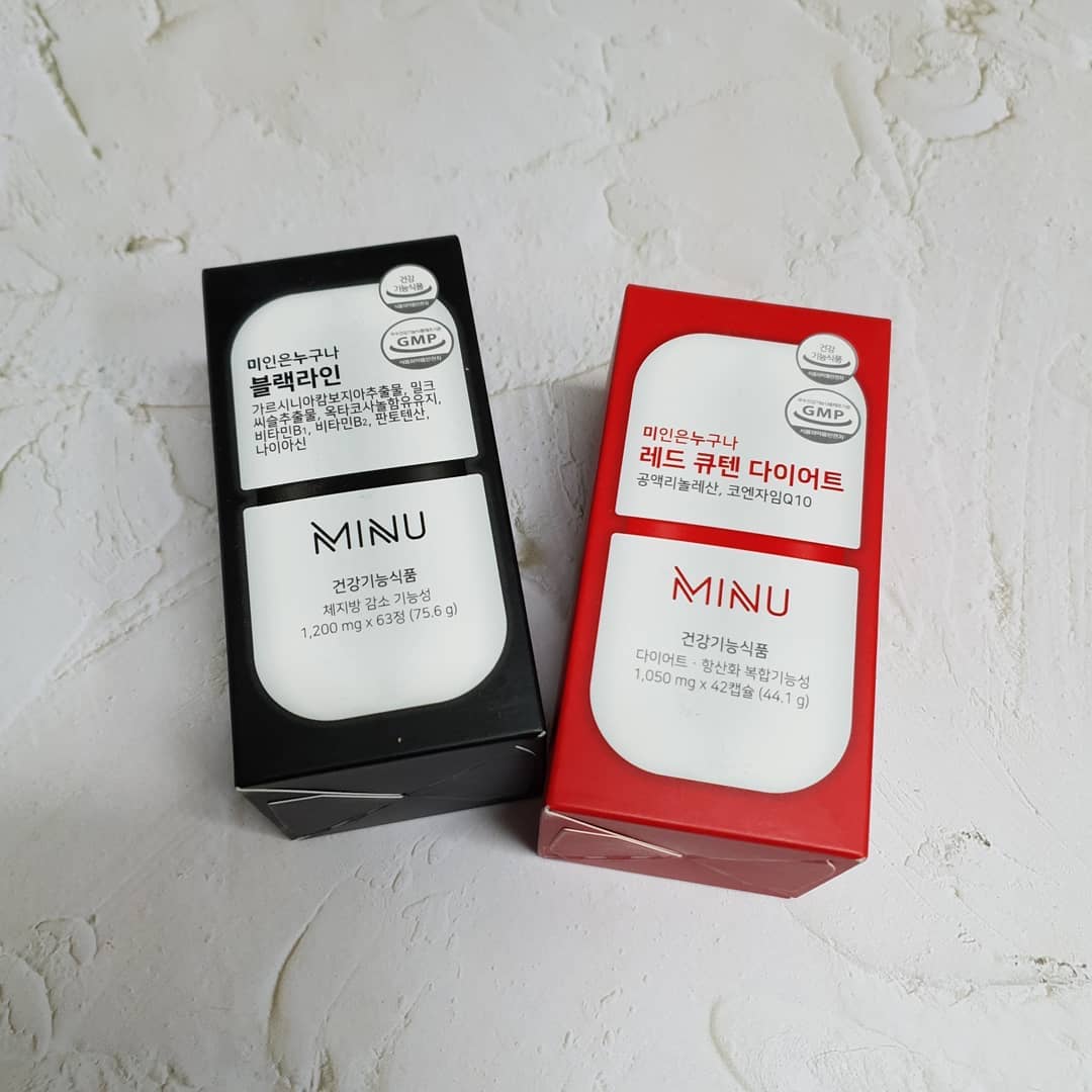 쭈야 on Instagram: “. 미누 선미 CLA 다이어트+가르시니아 블랙라인 다이어트 SET🤩 ​ ​ 저는 CLA와 코엔자임 Q10이 함유되어 체지방 감소와 항산화 건강에 도움을주는 레드 큐텐 다이어트😁 ​ 저희 남편은 가르시니아 캄보지아추출물, 밀크씨슬, 옥타코사놀이…”