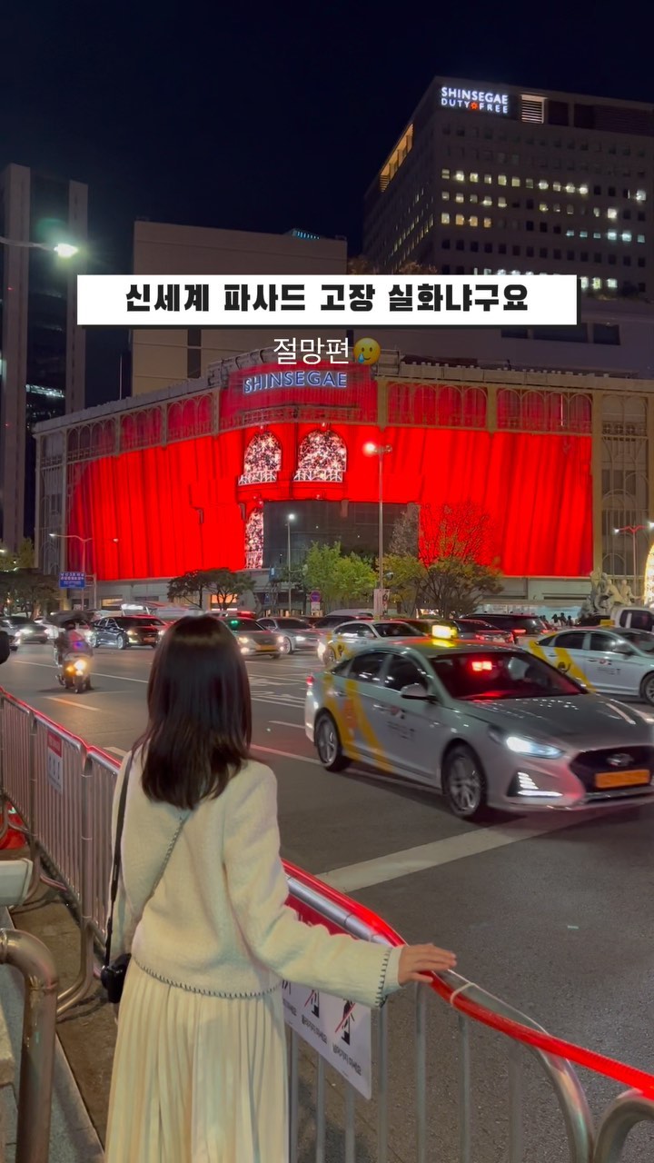 주말 신세계본점 파사드고장🥹
반짝반짝 너무 이뻐서 감상하다가 검은네모가 계속 있길래 뭔가 싶었는데 고장이었어요
그럼에도 불구하고 이뻤지만 아쉬웠던건 사실🥲

다음주에 고쳐지면 다시 올까봐요🎄✨
From Legacy to Fantasy
📍 신세계백화점 본점
⏰17:30 - 22:30
📸촬영장소
: 회현 지하쇼핑센터 1번 출구
