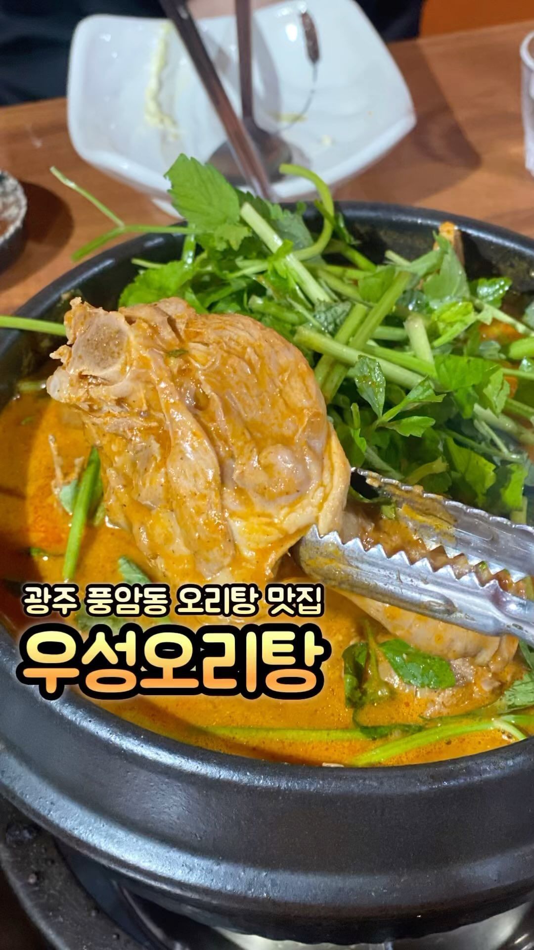 #협찬
진~한 국물의 오리탕 맛집 풍암동 #우성오리탕

고소~한 맛을 더 느끼고 싶다면 
국물에 들깨가루는 취향껏! 더 넣으면 됨!
기본적으러 걸죽하고 깔끔하고 맛이라 들깨가루는 취향껏 넣으먄 좋을 것 같음

오리 고기는 입 안에서 살살 녹을 정도로 야들야들~~ 
초장에 들깨가루 섞어 미나리와 토란대랑 함께 푹 찍먹하면 진짜 존맛임👍🏻👍🏻

몸이 보양되는 느낌~ 크~~~~

오리탕 한마리 (58.0) 
오리탕 반마리 (38.0)
미나리추가 (2.0) 
토란대추가 (3.0) --------------------
❣️상호: 우성오리탕 
📍위치: 광주 서구 풍금로 25
☎️예약문의: 062-655-5284
 --------------------
#광주맛집 #광주오리탕 #풍암동맛집 #광주서구맛집 #광주몸보신 #광주오리요리 #광주모임장소 #풍암지구맛집 #풍암지구 #풍암동 #광주오리맛집 #광주오리탕맛집