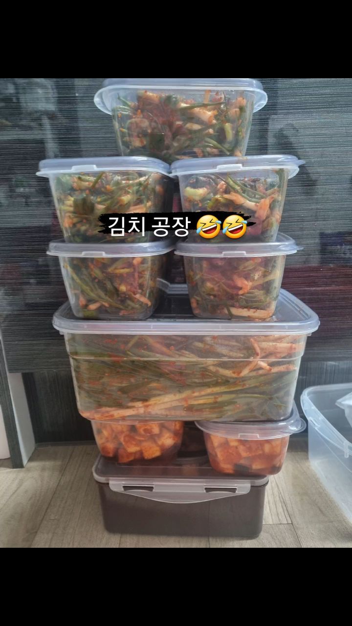우리집 김치공장 ㅋ #파김치 #깍두기