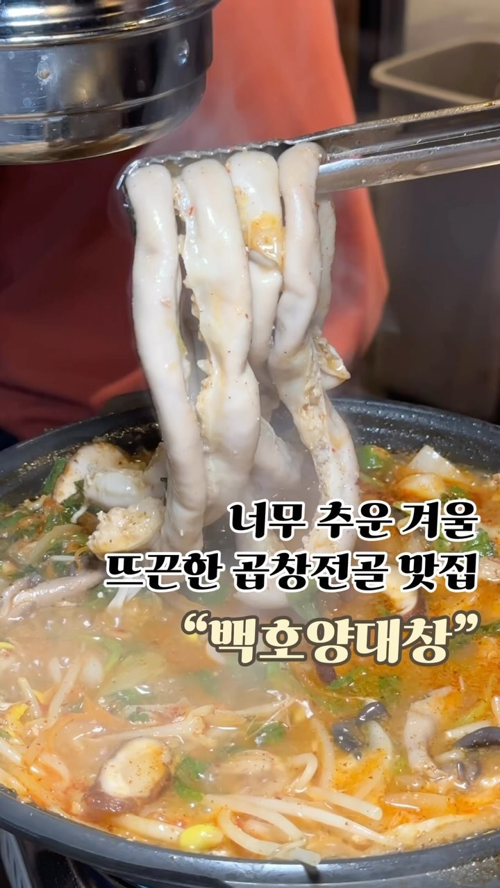 🫠다음주 영하10도 먹어야할 음식🫠

#백호양대창 
서울 동작구 동작대로25길 30 1층 백호양대창

열어분 다음주부터 
-10도의 강추위 시작이래요🥶

그렇다고 맛있는걸 안먹을 순 없으니
당장 뜨끈한 곱창전골 앞으로 달료🏃🏼‍♀️🏃🏽

곱창 구이부터 전골까지
너무나도 깔끔하고 맛도리인데
가격도 진짜진짜 착해요❤️💰

내 지갑 얇아추웠는데
백호양대창이 따숩게 지켜줌...🫶🏻

사이드 계란말이 왕강추
대빵큰데 7천원;;;
다른데가면 15000원이다 진짜

✔️영업시간 : 오후 4시 ~ 밤 12시
✔️매장내부 깔꼼화장실🚻
✔️곱창전골(중 32,900원) / 우동사리 서비스(추가시 2,000원) / 대창구이(15,900원) / 특양구이(17,900원) 등
✔️소주도 시워어어언🩵

#이수역맛집 #이수역곱창 #이수맛집 #이수곱창 #이수역술집 #사당맛집
