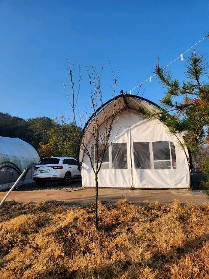#글램핑

아주 급 떠난 글램핑🏕
하윤이가 캠핑을 가고 싶다는데 아빠도 쉬니 가보자 싶었는데 운좋게도 자리가 있어 바로 출발! 
내부 화장실, 절절 끓는 난방, 실내 수영장, 바베큐제공까지!! 애 둘 데리고 캠핑 기분내기 이리 좋을수가 없다🤩
날씨까지 안추우니 저녁에 잔디밭에서 놀기고 좋네🥳
문 열면 잔디밭에 위험한것도 없으니 하윤이도 혼자 들락날락하고, 지나가다 옆 텐트에서 인사잘한다고 군고구마도 주셨다🍠
서우는 물을 얼마나 좋아하는지 데리고 나오는데 애먹고 힘은 또 얼마나 좋은지 비누방울도 부셔먹고🤣
특별한것 없이 특별한 우리가족 캠핑

#럭셔리글램핑#12월의수영