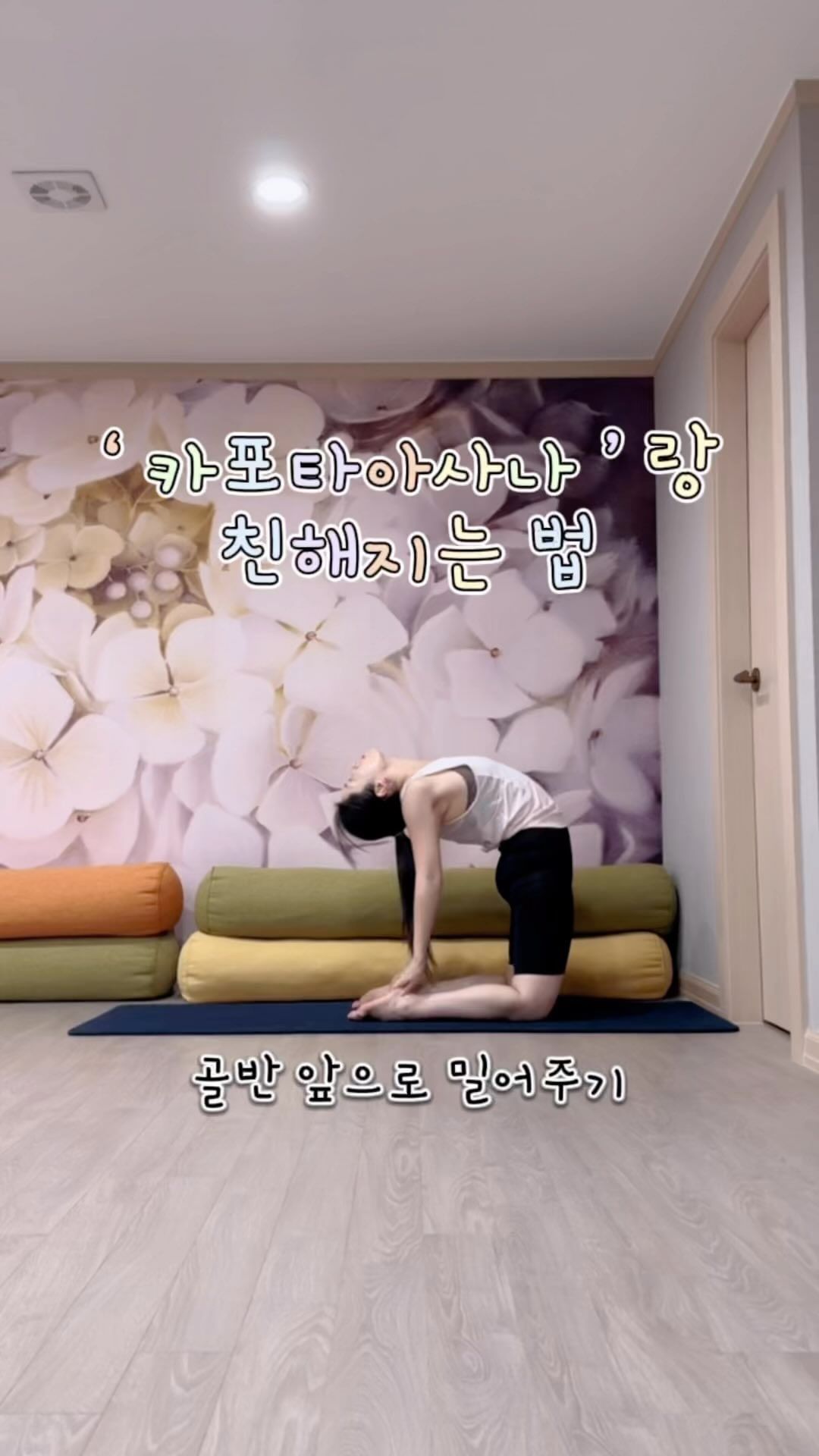 강력한 후굴 , 백밴딩 아사나 #카포타아사나 예요 🕊️
#낙타자세 로 몸풀어주고 연결해봤어요 🥰

카포타아사나는 단단한 하체를 기반으로 
척추를 뒤로 뻗어나가듯 백밴딩해주는게 포인트 ‼️

다만 허리에 강한 압력이 느껴질 수 있는 자세이니 
요린이들은 낙타자세부터 차근차근 도전해주세요 🥰

🍯 낙타자세에서 손을 뻗어 뒤꿈치를 잡는게 어렵다면 ?
 ➡️➡️ 양손으로 허리 받쳐주면서 안정감을 더해주세요 🥰

요가는 쉬워보이지만 한 동작 안에서도 호흡과 함께 
몸의 여러 곳을 동시에 컨트롤해야하는 섬세한 운동이에요 🧚‍♀️

조금씩 천천히 나아가도 좋아요 ☺️ 오늘도 요가로운 하루되세요 🌿