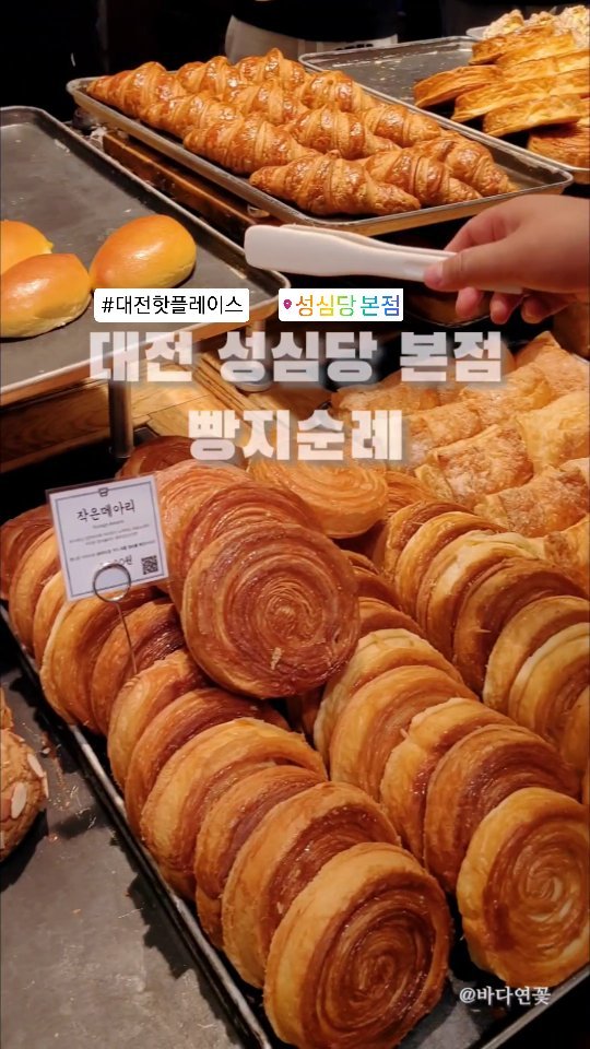 (2024.06.15 방문)
✅️ #대전성심당 본점
주말 오픈런 다녀왔어요!

1. 성심당 본점은 매일 오전 8시 오픈
토요일 오전 7시 50분쯤 갔더니 대기없이 입장했어요. 8시 30분 부터는 대기줄이 생겼습니다. 매장 앞에 대기 가이드라인 생겨서 좋았습니다😊 

2. 주말 오픈런 장단점
오픈런 해서 빠르게 입장한 건 좋았는데, 내부가 상당히 복잡했어요. 빵이 계속해서 나오는 중이었고 타이밍 안맞으면 원하는 빵이 없을 수도 있습니다. 

3. 성심당 빵지순례
#성심당 본점을 기점으로 맞은편에 #옛맛솜씨 (약과 등 옛날식 디저트류 판매, 테이블 ○) 옛맛솜씨 골목길로 도보 1분거리에 #성심당문화원 (성심당 굿즈, 커피 및 음료류 판매, 테이블 ○) 도보 1분거리 도로가 쪽으로 #케익부티끄 (케이크류, 파운드 등 판매) 한번에 다 둘러보실 수 있습니다.

성심당 본점에서 빵 구매하시고 성심당 문화원이나 성심당 본점 2층 테라스키친에서 음료 주문 후 빵 드실 수 있어요. (식기류 제공 ○) 

4. 케익부티끄 대기줄 길어요!
오픈 전부터 줄이 어마어마 합니다. 길 따라서 끝이 안보일 정도로 한번 꺾여 있었어요ㅜㅜ 아마도 #망고시루 인기 때문인듯... 오늘은 아예 입장할 엄두도 못 냈어요😭 

5. 성심당 본점 무료주차
저는 항상 우리들공원주차장 이용하는데 성심당 케익부티끄에서 횡단보도 건너편 도보 5분 내외 거리에 있고 네비에 바로 검색 되서 찾기 쉬워요.
성심당 매장에서 1만원 이상 구매시 1시간 무료주차권 제공 + 성심당 계열 다른 매장에서 추가로 1만원 이상 구매 후 1시간 주차권 2장을 2시간 무료주차권으로 교환 후 사용하셔야 되요.

👉1시간 무료주차권 2장 사용❌️  무료 1시간만 적용됨
👉2시간 무료주차권 1장 사용⭕️  무료 2시간 적용됨 

✅️ 성심당 추천 메뉴
#튀소구마 : 고구마러버의 취향저격 고구마앙금이 듬뿍 들어간 튀김소보로 진짜 맛있어요!
#판타롱부추빵 : 성심당 시그니처이자 부추 가득 속재료 식감이 좋아요!

그 밖에 여러 종류의 옛날 빵들과 즉석에서 만드는 샌드위치, 소금빵과 명란바게트까지 입맞에 맞게 선택하시면 될 것 같아요. 계절별 제철 식재료로 만드는 시즌 빵이나 새로운 메뉴도 계속 추가되는 것 같아요😃 

#성심당 #성심당주말 #대전가볼만한곳 #또갈래요🙋🏻‍♀️