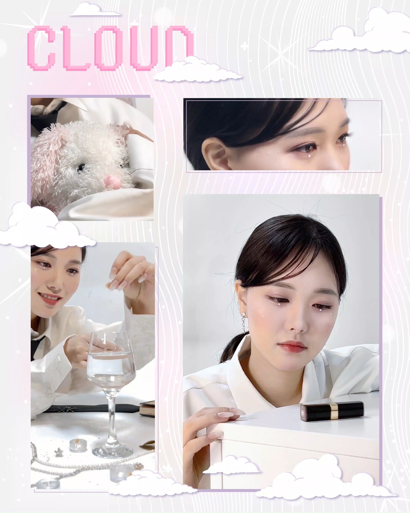 ☁클라우드의 #글리터메이크업 ☁

글리터 포인트로 신년 파티 주인공 되기!🌟

-
ෆ #페리페라 심플레인 아이 팔레트 02. 워시드모브
ෆ #페리페라 스피디 스키니 브로우 01. 그레이브라운
ෆ #다이소 네일 글리터 & 파츠

-
1. 페리페라 아이 팔레트로 섀도우 칠하기! 👀✨
2. 페리페라 아이브로우를 이용하여 음영만 주듯 눈꼬리 자연스럽게 그리기!💡
3. 다이소 속눈썹 삼등분으로 잘라서 붙이기 💎
4. 다이소 네일 글리터와 파츠로 눈 밑 포인트 주기 💖