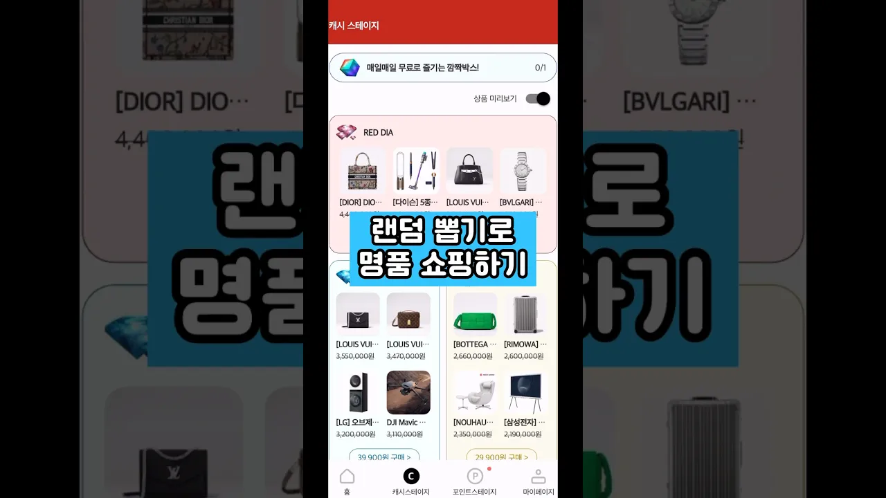 #광고 💎 9,900원으로 명품 쇼핑 가능? #명품쇼핑 #랜덤박스 #다날워너아이 #포인트 #캐시 #쇼핑
