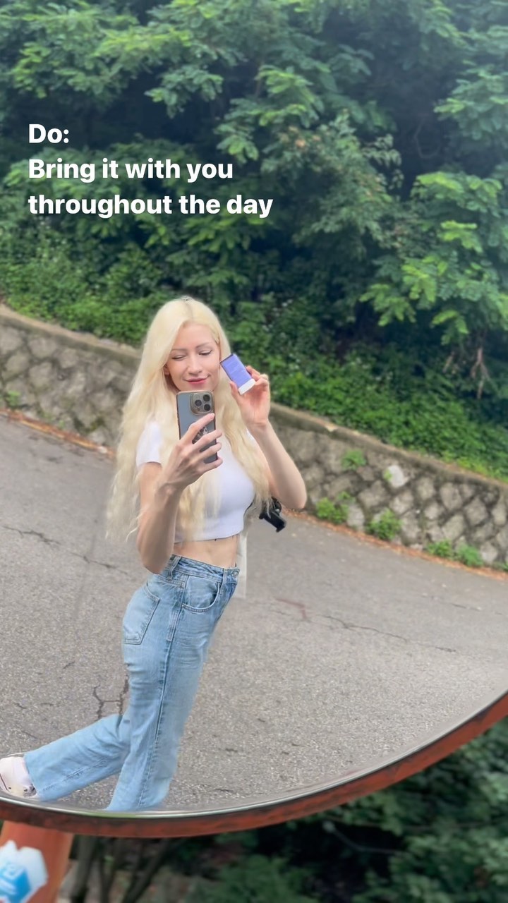 Yes, sunscreen has to be applied every 2 hours but how can we possibly do that when wearing makeup??!! SUN STICK, girl! You need a good sun stick 🤩 

They are the easiest in terms of application, have no white cast and can be applied on top of makeup without ruining it ✅ 
Plus, they feel a lot more sturdy so you can bring them even on days when you’re packing light and don’t want to bring a purse! Just put it in your pocket and you’re good to go :) 
Honestly, let’s not pretend our skin is protected just by applying sunscreen once before heading out and then forgetting about it for the rest of the day 🙅‍♀️ Think about your future self and take good care of your skin now 😉 

Tips:
😌 Use alcohol wipes to clean the top layer before applying 
😌 when applying on top of makeup warm the stick by applying to your arms first and then apply on your skin! This will make sure the product applies well without tugging on your makeup! 
😌 Apply 3-4layers to ensure you get the proper protection against sun ☀️ 
😌 reapply every 2hours and DON’T forget your neck, eyelids and any other part of your body that’s exposed to the sun ;) 

I’m using the @marynmay_official Vegan Peptide Bakuchiol Sun Stick SPF 50+ PA++++! It has silky and fresh finish that looks flawless beneath makeup 🤩 

#marynmay #bakuchiol #cleanbeauty #veganbeauty #crueltyfree #kbeauty #koreansunscreen #spf50 #sharemymarynmay #believeintruth #뷰티모델 #외국인뷰티모델
