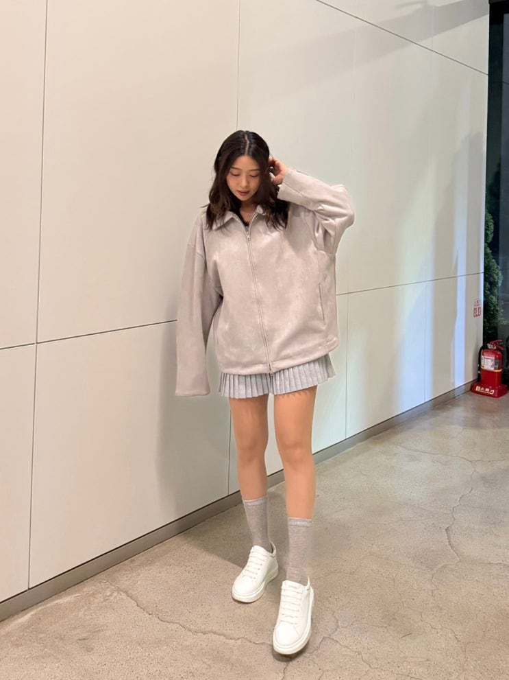 [아이러니포르노 화이트라인] 86-IRO161 히든 포켓 카라 스웨이드 자켓, 루즈핏 데일리룩 자켓추천!