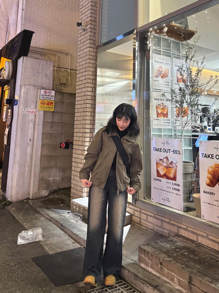 [스탠다드에러]  레이어 라인 스웨이드 블루종 자켓 카키 리뷰✔️