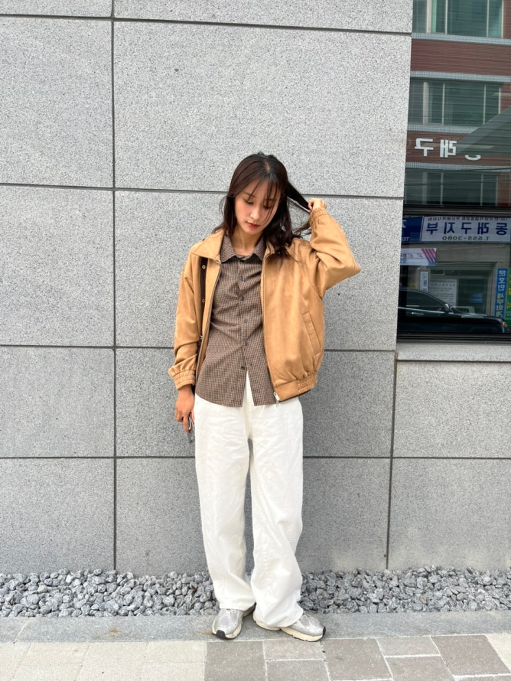 스웨이드자켓 비바브라운 간절기 데일리룩 아우터 추천