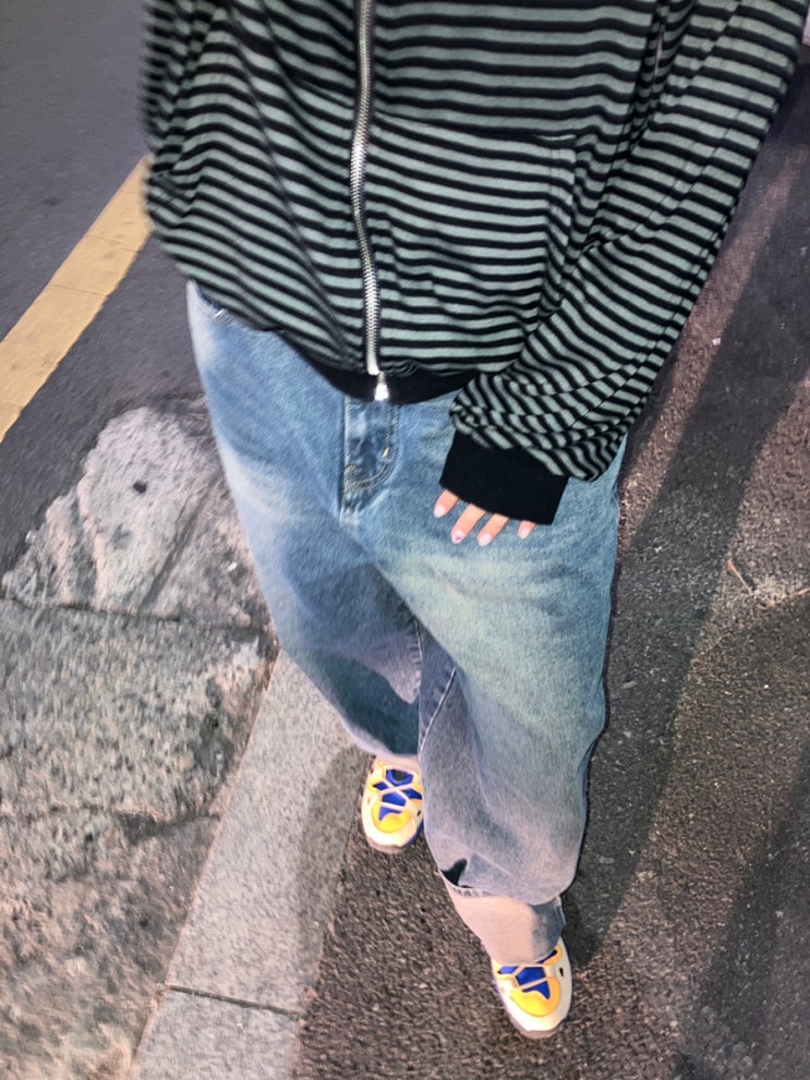 스탠다드에러 87-STAN047 벌룬핏 워싱 와이드 데님팬츠 빈티지워시드블루