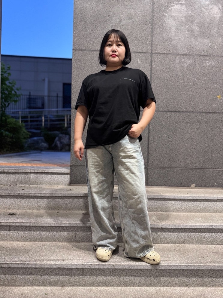 스탠다드에러/빈티지데미지캣샌드워싱와이드데님팬츠