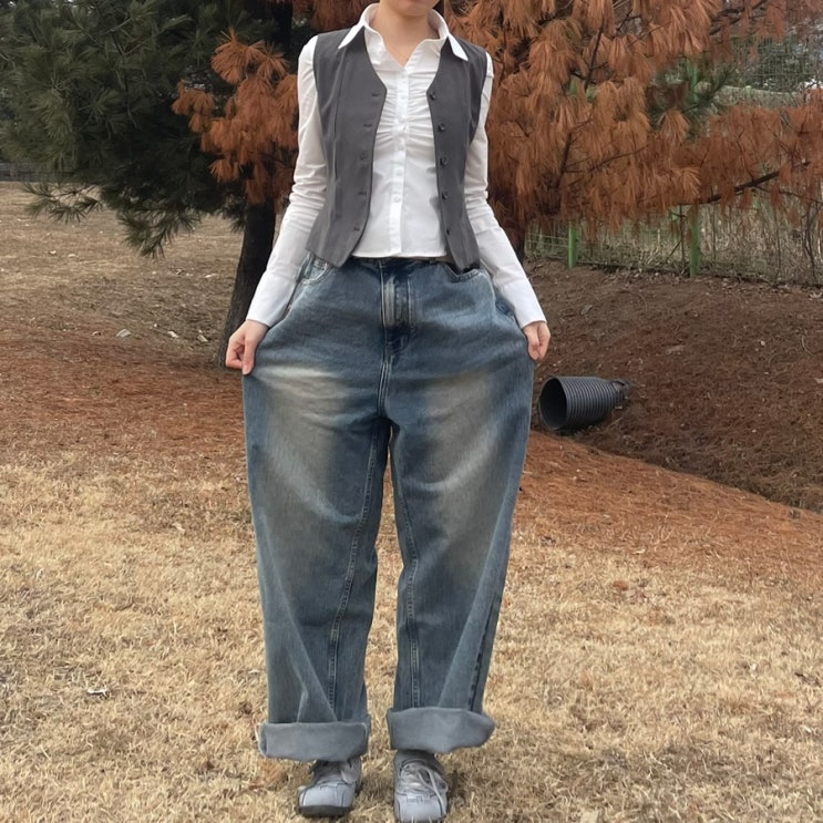 이집 워싱 맛집이네. 스탠다드에러 87-STAN164 와이드 데님팬츠