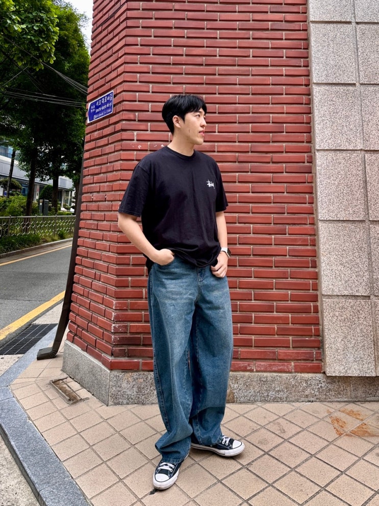 벌룬핏 와이드 데님 맛집 스탠다드에러 빈티지 블루 청바지 추천