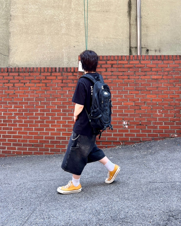 “스탠다드에러” 카펜터 버뮤다 데님 팬츠 빈티지 블랙