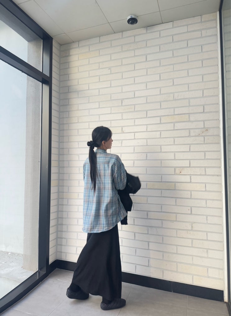 스탠다드에러 87-STAN083 레트로 플레이드 오버핏 포켓 긴팔 체크 셔츠 딥블루 착용후기