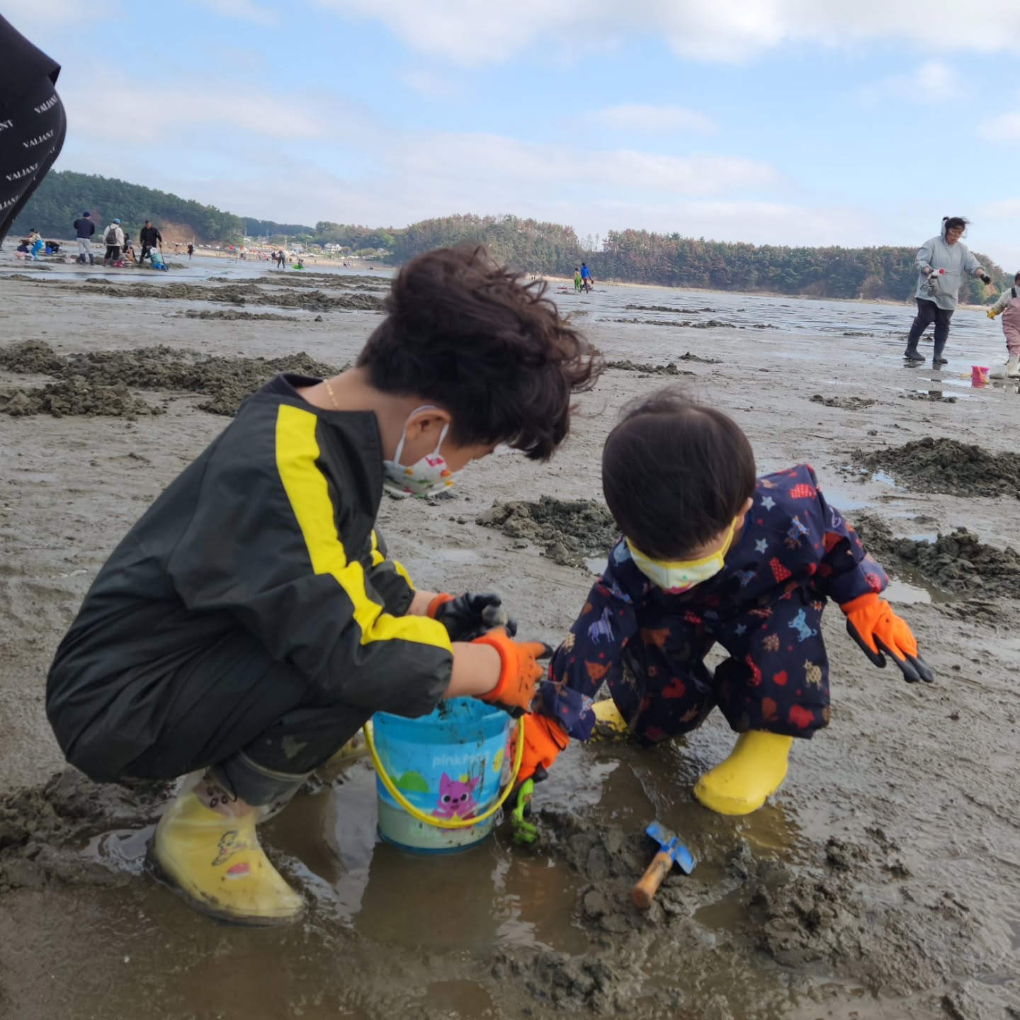 비온뒤로 추울까봐 걱정했지만, 
꽁꽁싸매고 가자마자 해가나와서 조개캐기완료👌

숙소잡아두면 꼭 둘중하나가 병원행이라
아예 당일치기로 태안여행🚙 보석애비야 고생했다😵‍💫

비록 40키로 애들 썰매끄는 루돌프가 되어서,
흙에 땀에 쩔었고 전완근에 기립근까지 다털렸지만
이번여행 무한점이었다는 보석이들말에 고단함은 스르르~

올겨울 엄청춥다는데, 얼마 안남은 가을 부지런히 즐기자아

#보석형제 #주말일기 #조개캐기 #갯벌체험 #진산리
#당일치기 #태안여행 #육아일상 #형제스타그램