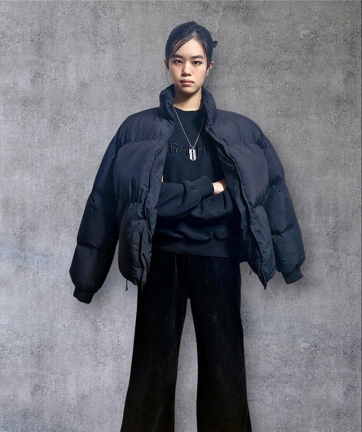 검정 숏패딩 코디 추천 하이넥 크롭 패딩 오사와 스트릿패션