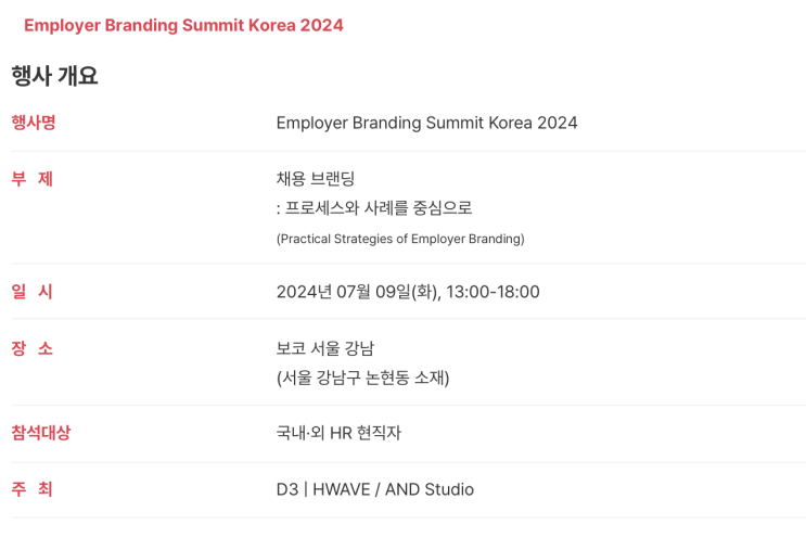 채용브랜딩컨퍼런스 HR해외사례 임플로이어 브랜딩 서밋코리아