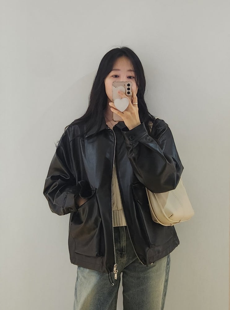 아이러니포르노 화이트라인 여자 레더 자켓 추천, 가죽 자켓 코디
