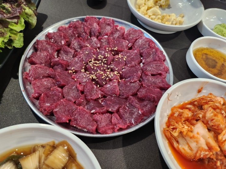 신선한 당일 도축 뭉티기맛집 이천창전동맛집 해적