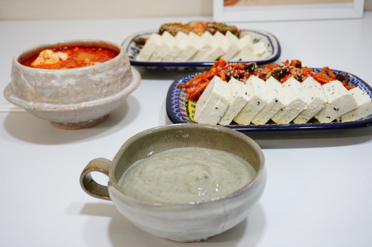 경상두부 검은깨두부 순두부밀키트 서리태콩물 맛있네