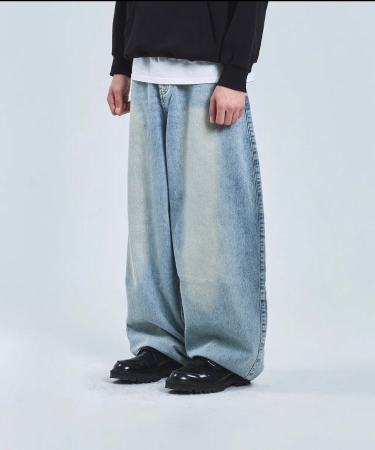 [패션일기] 스탠다드에러 87-STANO47 벌룬핏 워싱 와이드 데님팬트 (라이트 인디고) 착용 후기👖✨