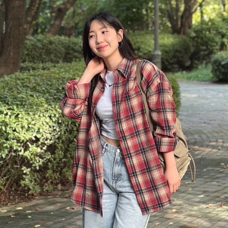 스탠다드에러 빈티지 체크셔츠 레드 착용 후기