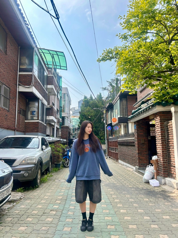 스탠다드에러 버뮤다 데님팬츠 빈티지 활용 코디 2가지