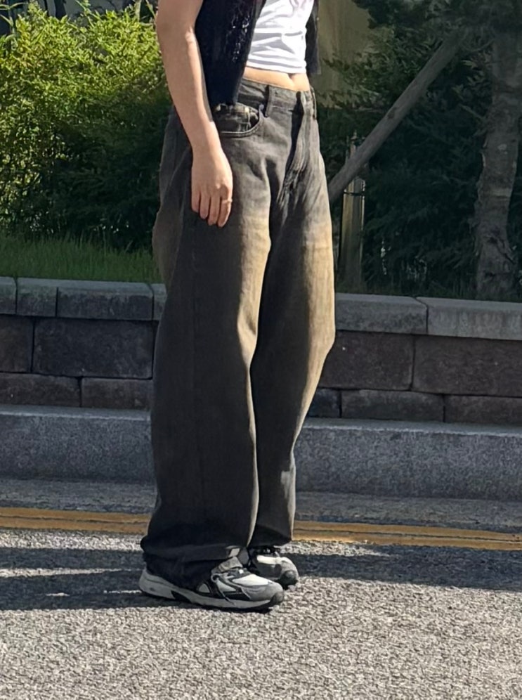 스텐다드에러_미스티 캣샌드 워싱 와이드 데님팬츠 빈티지 옐로우