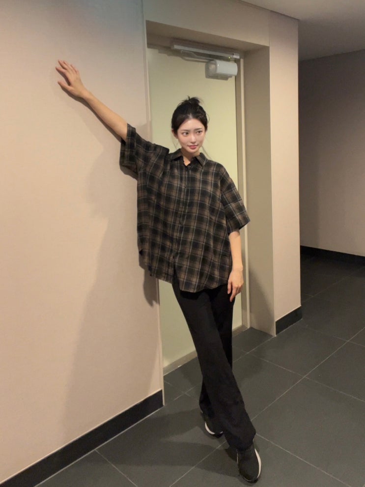 귀여운 체크 반팔셔츠🍀