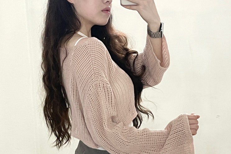 컬러별로 소장하기 좋은 크롭 그물니트